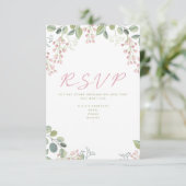 D'accompagnement Feuilles roses et verts et fleurs carte "RSVP" (Debout devant)