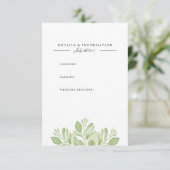 D'accompagnement Feuilles verts | Carte d'information sur l'aquarel (Debout devant)