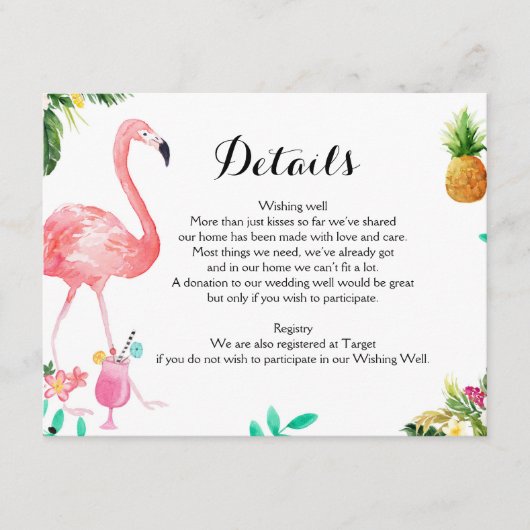 D'accompagnement Flamingle Bachelorette Weekend Détails Carte (Devant)