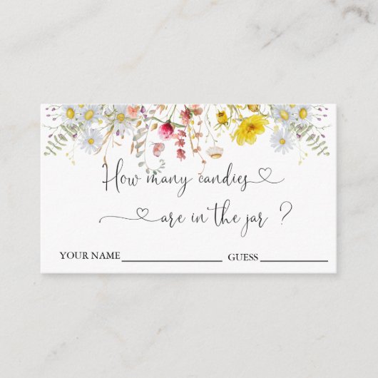 D'accompagnement Fleur sauvage Devinez combien de bonbons carte de  (Devant)