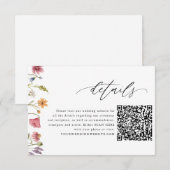 D'accompagnement Fleur sauvage Floral QR Code Mariage Détails Carte (Devant / Derrière)