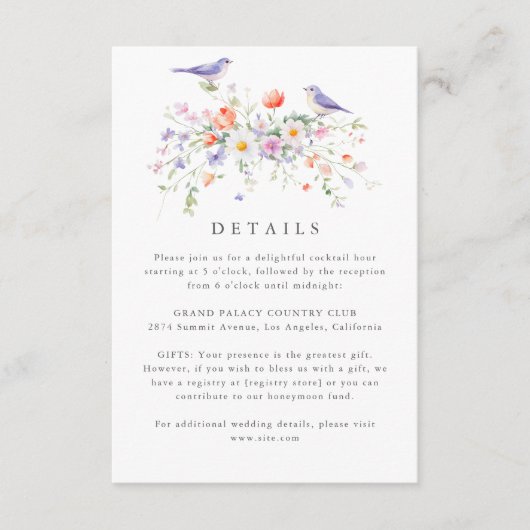 D'accompagnement Fleur sauvage Spring Détails Mariage Carte de boît (Devant)