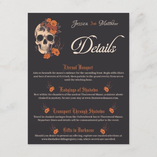 D'accompagnement Fleurs orange Élégante carte de détails de code QR (Devant)