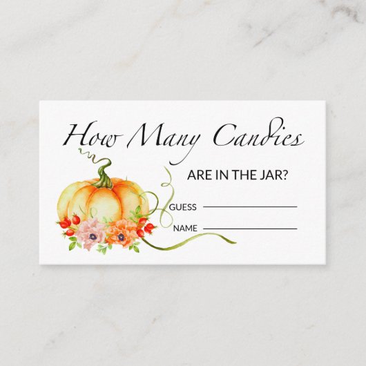 D'accompagnement Floral citrouille devine combien de bonbons carte (Devant)