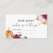 D'accompagnement Floral citrouille devine combien de bonbons carte (Devant)