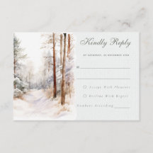 Forêt d'hiver romantique Mariage Carte RSVP