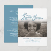 D'accompagnement Funérailles dans nos coeurs bleu blanc carte de po (Devant / Derrière)