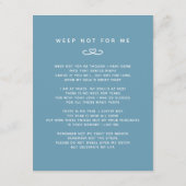 D'accompagnement Funérailles dans nos coeurs bleu blanc carte de po (Dos)