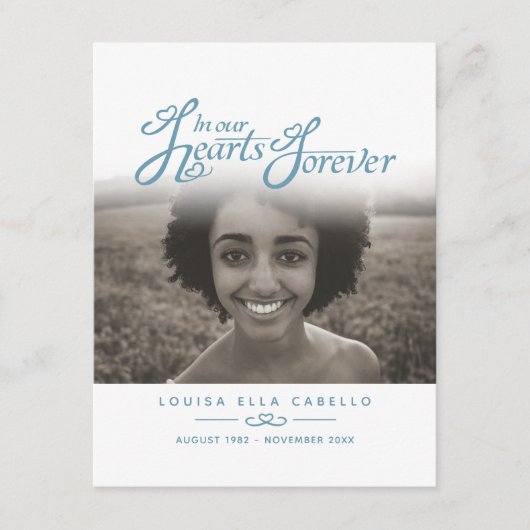 D'accompagnement Funérailles dans nos coeurs bleu blanc carte de po (Devant)