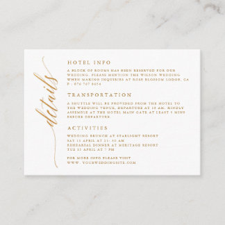 D'accompagnement Gold Foil Script Mariage Détails Carte de boîtier