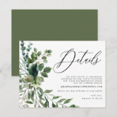 D'accompagnement Green Foliage Garden Boho Mariage Détails Carte (Devant / Derrière)