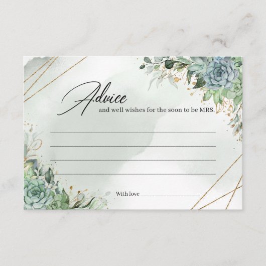 D'accompagnement Greeney succulent or cadre boho carte conseil (Devant)