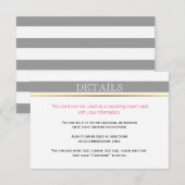 D'accompagnement Gris blanc rayures or, rose mariage insert carte (Devant / Derrière)