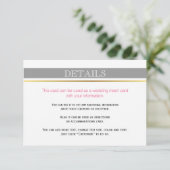 D'accompagnement Gris blanc rayures or, rose mariage insert carte (Debout devant)
