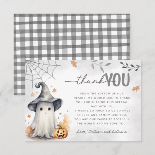 D'accompagnement Halloween Ghost Carte de remerciements (Devant / Derrière)