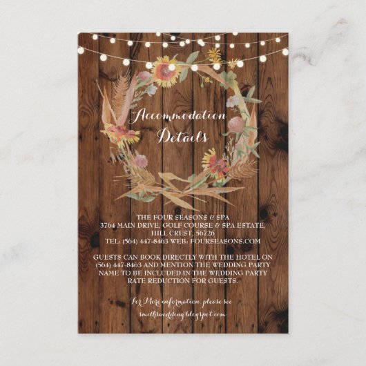 D'accompagnement Hébergement d'automne Carte de mariage couronne Dé (Devant)