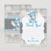 D'accompagnement Hiver Elephant Blue Boy Carte de remerciements, ru (Devant / Derrière)
