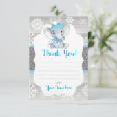 D'accompagnement Hiver Elephant Blue Boy Carte de remerciements, ru (Debout devant)