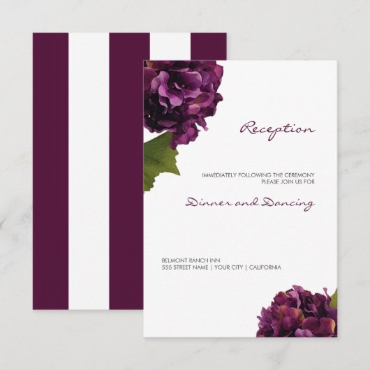 D'accompagnement Hydrangea Violet - carte de réception florale (Devant / Derrière)