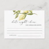 D'accompagnement Idées de nuit Citron Date Fête des mariées Carte d (Devant)