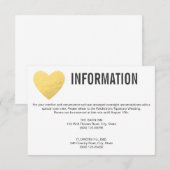 D'accompagnement INFORMATION carte incluse | Mariage | Cœur doré (Devant / Derrière)