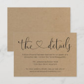 D'accompagnement Information / Détails Carte de boîtier - Simple (Devant / Derrière)