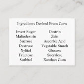 D'accompagnement Ingrédients Dérivés De La Carte De Sensibilisation (Dos)