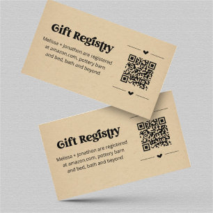 D'accompagnement Insertion de la carte de registre cadeau de code Q