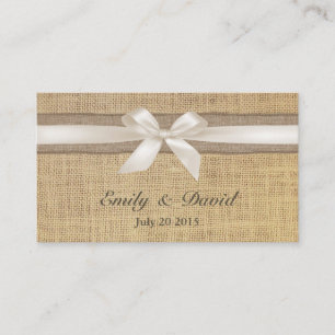 D'accompagnement Ivory Ribbon Burlap Site Mariage Insérer une carte