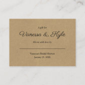 D'accompagnement Kraft Display carte d'insertion de douche nuptiale (Dos)