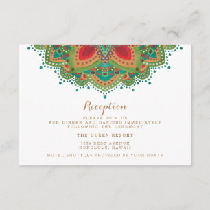 D'accompagnement La carte de réception de mariage Green Mandala