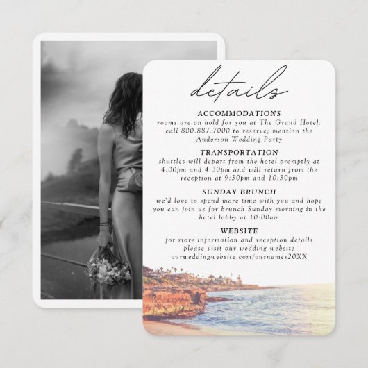 D'accompagnement La Jolla Détails du Mariage Carte de boîtier (Devant / Derrière)