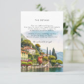 D'accompagnement Lac de Côme Italie - Carte d'information mariage é (Debout devant)