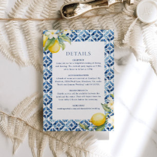 D'accompagnement Lemon Méditerranéen Détails du Mariage Carte de bo