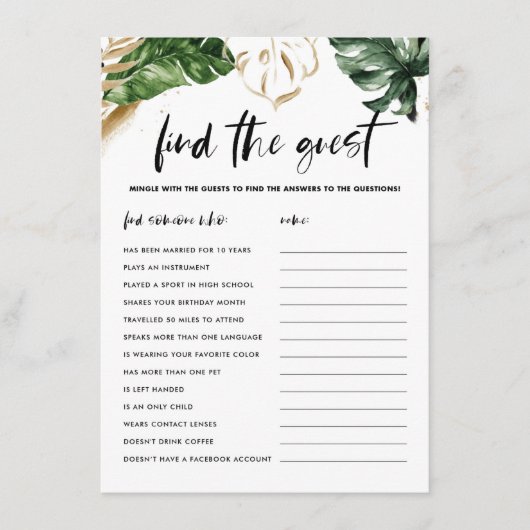 D'accompagnement Les Feuilles Tropicaux Trouvent La Carte De Jeu De (Devant)