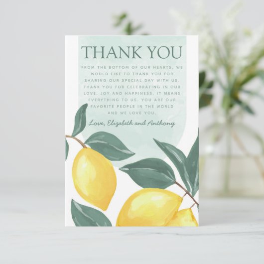 D'accompagnement Lettre Carte de remerciements Citrus Lemon (Debout devant)