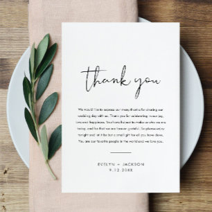 D'accompagnement LETTRE Mariage Merci STELLA Carte de note Napkin