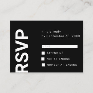 D'accompagnement Lettres en gras minimes noir et blanc carte RSVP