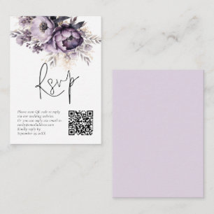 D'accompagnement Lilac Florales violettes QR Code Mariage Carte RSV