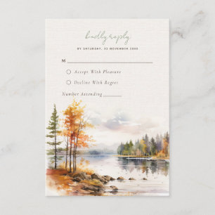 D'accompagnement Linge rustique avec le lac d'automne Mariage Carte