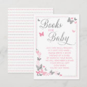D'accompagnement Livre Papillon Pour Carte Bébé, Rose, Argent (Devant / Derrière)