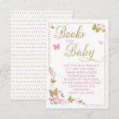 D'accompagnement Livre Papillon Pour Carte Bébé, Rose, Or (Devant / Derrière)