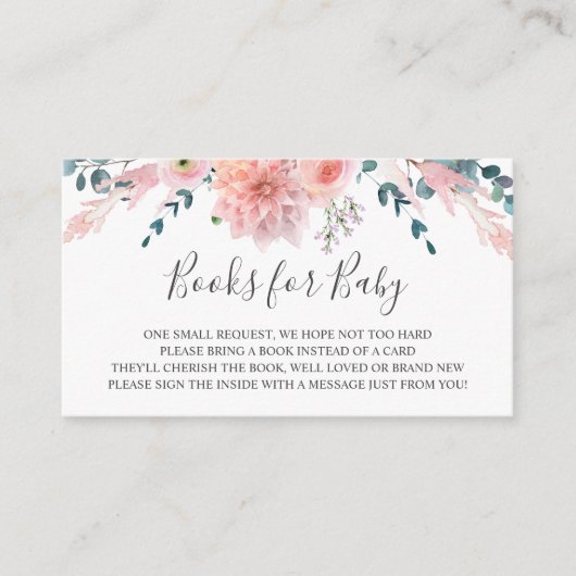 D'accompagnement Livres de fleurs d'aquarelle rose pour bébé carte  (Devant)