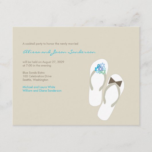 D'accompagnement M. & Mme Flip Flops Carte de réception de mariage  (Devant)