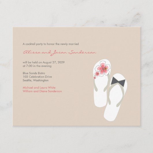 D'accompagnement M. & Mme Flip Flops Carte de réception de mariage  (Devant)
