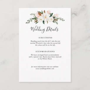 D'accompagnement magnolia blanche et carte de détails mariage rose