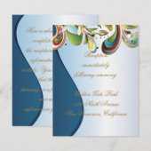 D'accompagnement Mardi Gras Bleu Mariage Réception Insertion Carte (Devant / Derrière)