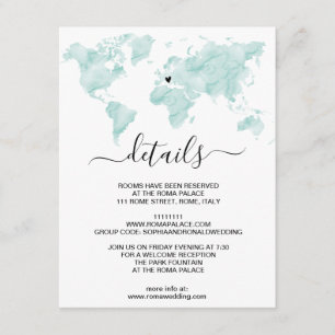 D'accompagnement Mariage Aquarelle Carte du monde Coeur amovible