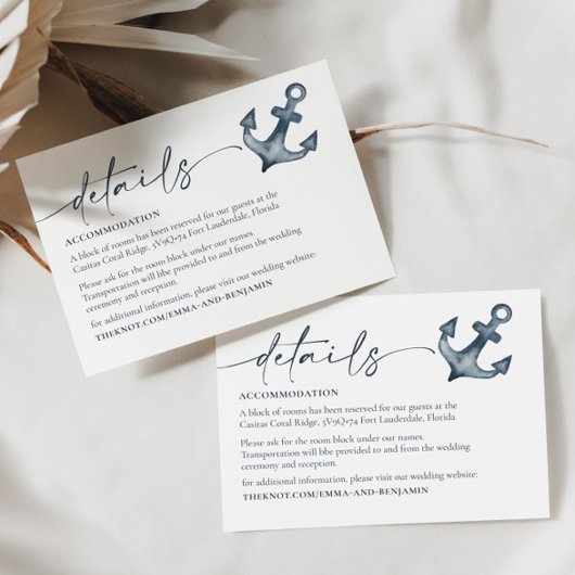 D'accompagnement Mariage balnéaire Détails Carte de fermeture