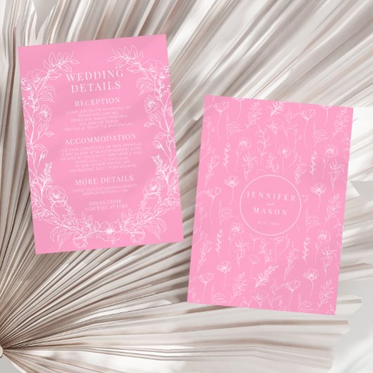 D'accompagnement Mariage blanc rose chaud détails Carte